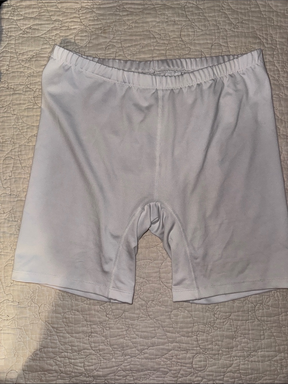 Women’s white athletic biker shorts